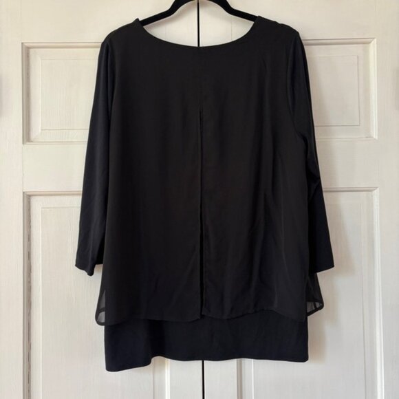 Chico's Size 2 Black Tiered Hem Bottom Long Sleeve Blouse Chicos‎ Large Tunic - Picture 8 of 8